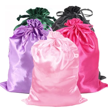 1 / 3Pcs / Lot чанти за коса за пакети Опаковка сатенена перука чанти 25 * 35Cm голям размер сатен коприна коса опаковка чанта с шнур