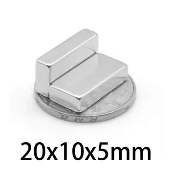10pcs 20x10x5 магнит правоъгълник блок 20mm * 10mm * 5mm неодимови магнити кубоид 20 * 10 * 5mm постоянен силен редкоземен NdFeB