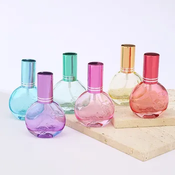 15ml кръгла лотос листа цветно стъкло парфюм бутилка спрей бутилка преносим етерично масло проба дозатор за многократна употреба празна бутилка