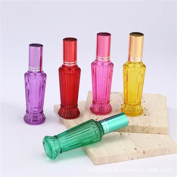 15ml цветна стъклена бутилка за парфюм дебела мини ароматна козметична опаковка спрей бутилка за многократна употреба стъклени флакони за жени мъже