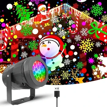 1PC20 Коледна проектор светлина, Snow Коледа лазерен проектор, въртяща се Коледа модел LED етап светлина, открит Holiday Lig
