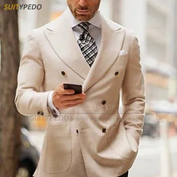 2023 Най-новият костюм палто за мъжки Вечерен абитуриентски бал Мода Peaked Lapel Blazer Ежедневни дейности Ежедневни костюми Slim Fit яке 1 брой