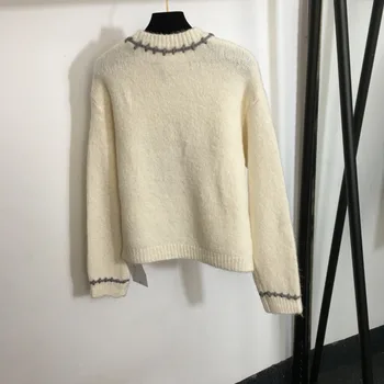 2023 Нова есен/зима бродирани пуловер пуловер дълъг ръкав спортен пуловер