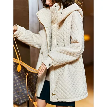 2023 Ново дамско памучно палто зимно яке Женска релаксация Парки Тънък темперамент Връхни дрехи Голям размер Среден стил Палто