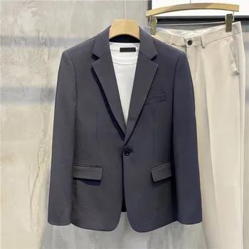 2023 Официален блейзър пролет есен нова мода тънък годни износване ежедневно палто за мъже марка костюм дизайн мъжко яке връхни дрехи L59