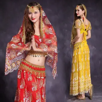 2023 традиционна мода индийски жени рокля танцов костюм възрастен ново изпълнение костюм корем танц костюм 5 части комплект s593