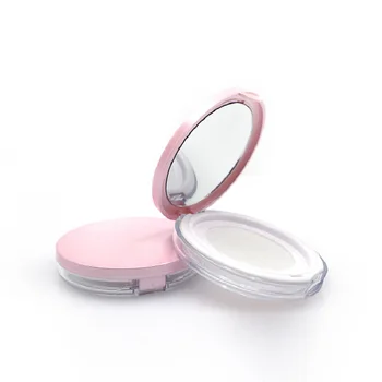 20pcs Контейнери за грим Сребърна опаковка 5G розов ултра тънък преносим насипен калъф за прах Празна козметична кутия с огледален пуф