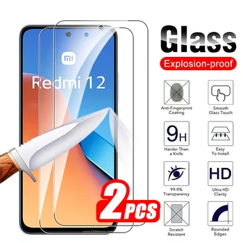 2Pcs закалено стъкло за Xiaomi Redmi 12 защитно стъкло Redmi12 екран протектор Readmi Redme 12 Redmy12 4G безопасност покритие филм
