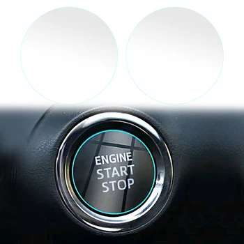 2pcs Универсален автомобилен двигател запалване старт стоп превключвател бутон стикер капак подстригване невидим защитен филм прозрачен TPU