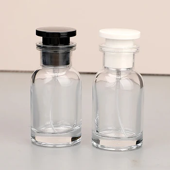 30ml Стъклена празна бутилка за парфюм за многократна употреба Цилиндрична подбутилка Пътуване преносим парфюм пулверизатор контейнери проба