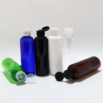 30pcs 200ml Clear Round Empty Plastic PET Travel Packing Bottle With Flip Top Lid Bottle For Lotion Shampoo Shower Gel Bottles