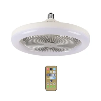 30W таванен вентилатор с вградени светлини E27 дистанционно таванно осветление спалня хол превключвател контрол домашна лампа сребро
