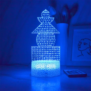 3D нощна светлина будистки писания илюзия лампа спалня маса бюро декорация 7 цвят промяна Led нощна светлина подарък за семейството