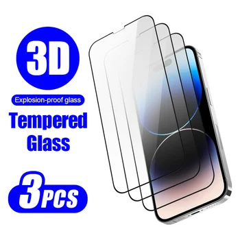 3pcs екран протектор защитно фолио за iPhone 15 14 плюс 12 13 мини 11 pro XR X XS MAX Закалено стъкло телефон екран протектор