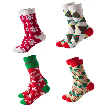 4 двойки жени мъже коледни чорапи сладък карикатура дебели топли чорапи за дейности на открито фестивал фантазия Коледа Хелоуин ски