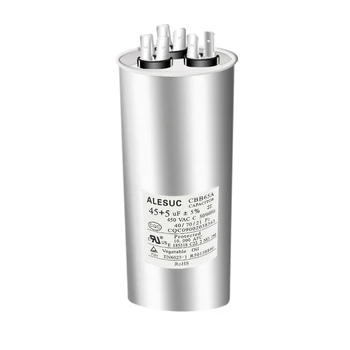 45+5 uF ±5% 450VAC CBB65A Двукратен кръгов стартов кондензатор за променливотоков двигател или стартиране на вентилатора или направо кондензатор