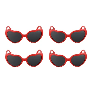 4X мода сладък ретро любов сърце форма Лолита слънчеви очила фантазия рокля парти HOT - червен