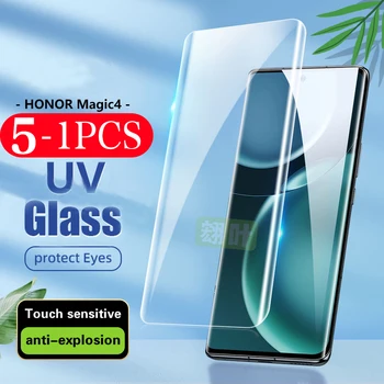 5-1Pcs 9D UV закалено стъкло за чест магия 4 pro 5 Ultimate телефон екран протектор magic3 pro плюс X40 V40 lite защитно фолио