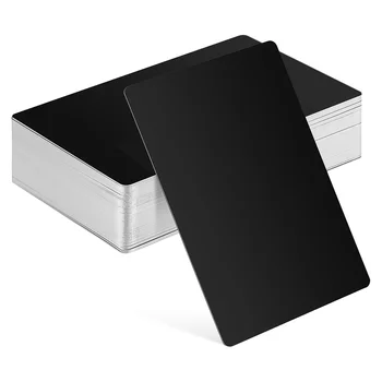 50 бр. Метален алуминиев лист лазерно маркиране визитка черни карти малък етикет за име за сублимационно гравиране празно