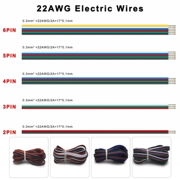  50m / ролки 22AWG гъвкави кабелни конектори 2/3/4/5/6pin за WS2811 / WS2812 / 5050 / 2835 RGB RGBW CCT LED разширение на лентата