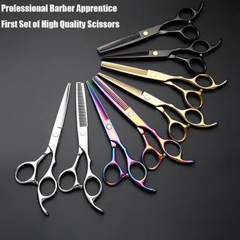 6 инча 440C Висококачествен салон Професионален бръснар чирак ножици за коса рязане & изтъняване фризьорски салон специални 11 бр комплекти