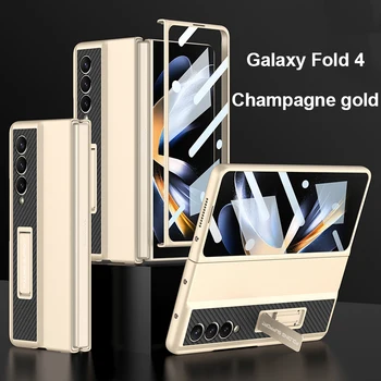 All Inclusive калъф за Samsung Galaxy Z Fold 4 5G със закалено стъкло Kickstand Super Car Design Ultra-тънък капак за Z Fold 4