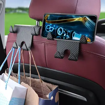Auto Seatback закачалка многофункционални въглеродни влакна кола облегалка за глава куки тежкотоварни телефон