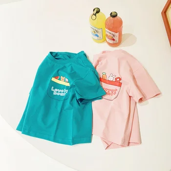 Baby Girls Boys Тениски с къс ръкав Kids Top Tees Toddler 100% памучна риза Лято 1 до 10Yrs Детски дрехи в корейски стил