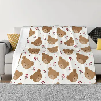 Bear аниме карикатура каре одеяло лек дишаща анти-пилинг фланела хвърлят одеяла за луксозно спално бельо стая декор