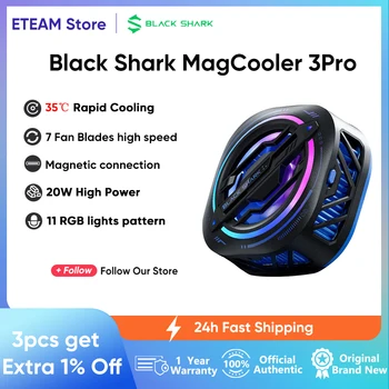Black Shark MagCooler 3Pro с RGB светлина капка до 35°C Термо електрически охладител Бърз охлаждащ вентилатор за iPhone / Rog / Xiaomi / Poco