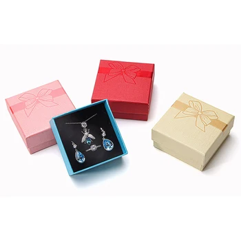 Bowknot Cover Carton Earring Jewelry Box Ring Колие Кутия за бижута Кутия за опаковане на бижута Кутия за монети Чанта Display Сложен Cover Box