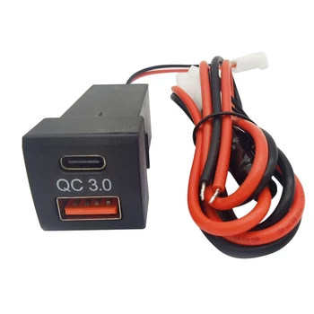 Car Dual USB зарядно гнездо PD Type-C адаптер за Toyota QC 3.0 бързо зареждане