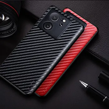 Carbon Fibre Shockproof Slim Case за Xiaomi 13T Pro Non-Slip Full Body Protective Phone Cover
