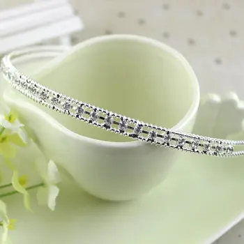Chic Fashion Metal Hair Band Crystal Head Piece Silver Color Hair Accessories Shine Jewelry
