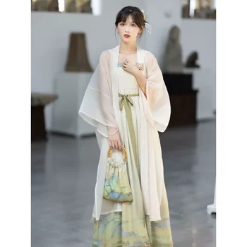 ChiXia оригинален Song династия елегантен пейзаж отпечатани Hanfu Suspender рокля рокля за жени китайски традиционни фея рокли