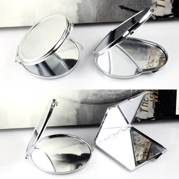 CSHOU159 Неръждаема стомана метално огледало преносим суета огледало кръг квадратно сърце овален мини сгъваемо огледало аксесоари за красота