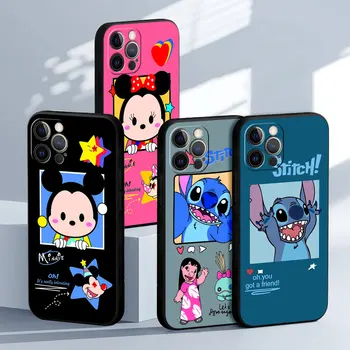Disney Мики Стич случай за Apple iPhone 13 11 Pro Max 14 12 Mini 7 8 Plus SE X XS XR 6 6S 5 5S TPU черен капак за мобилен телефон