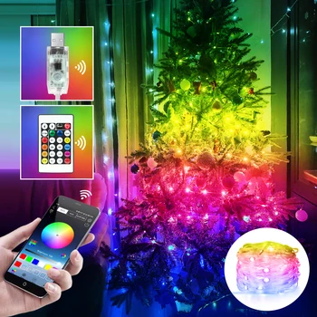 Dreamcolor USB LED струнна светлина APP контрол Програмируеми приказни светлини WS2812B RGBIC коледен низ за сватбена украса