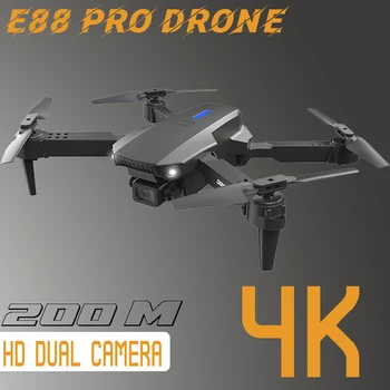 E88 Pro 4K Drone с камера FPV снимащ дрон Оптичен дрон за проследяване на позиционирането на потока Двойна камера Дистанционно управление Мини дрон