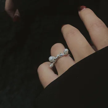 Evimi сребърен цвят перлен пръстен за жени момиче течна лава хип-хоп личност Jewerly подарък за рожден ден дропшипинг на едро