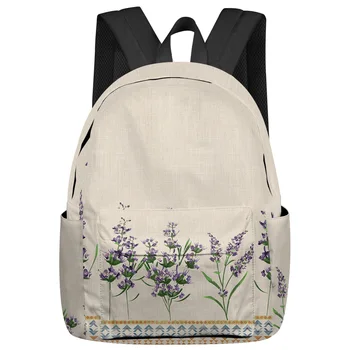 Flower лавандула Boho раница училищни чанти за тийнейджър момичета Bookbag мъже Backbag рамо чанта лаптоп Mochila