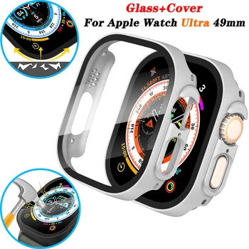 Glass + капак за Apple Watch случай 49mm Smartwatch PC екран протектор броня закалено калъф капак iWatch серия ултра аксесоари