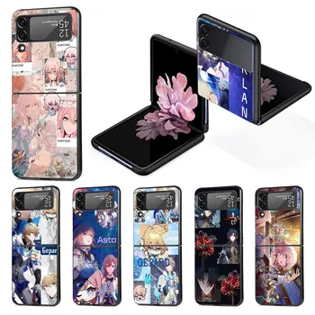 Honkai Star Rail калъф за мобилен телефон за Samsung Galaxy Z Flip 3 4 5G сгъваем твърд капак Zflip3 Zflip4 черен PC Shell Flip4 Flip3