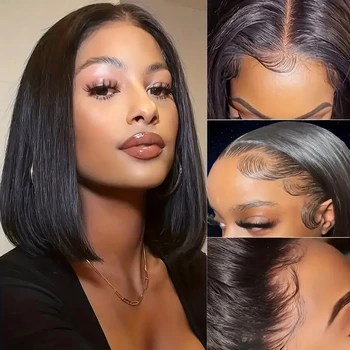 Human Hair Lace Front Wigs 13x4 13X6 Къса човешка коса Glueless Wigs 150% бразилски перуки за човешка коса Права коса Естествен цвят
