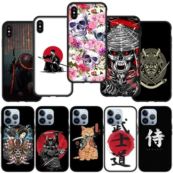 Japan Skeleton Samurai Ninja Skull Soft Cover Корпус за iPhone 15 14 13 12 Mini 11 Pro XS Max X XR 7 8 Plus + 15+ калъф за телефон