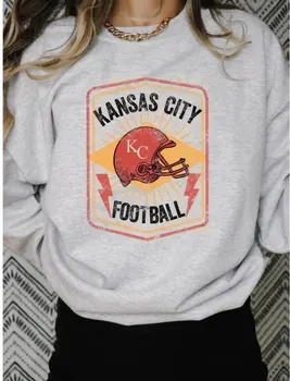 Kansas City футбол суитчър реколта жени дълъг ръкав графични пуловери