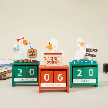Kawaii творчески календар блок дървени вечни бюро календар месец дата дисплей домашен офис декор аксесоари подарък