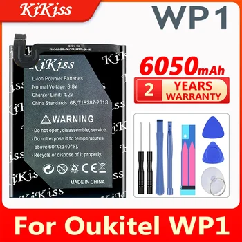 KiKiss 6050mAh Резервна батерия за Oukitel WP1 5.5inch MTK6763 дълго време в режим на готовност Мобилни аксесоари с голям капацитет