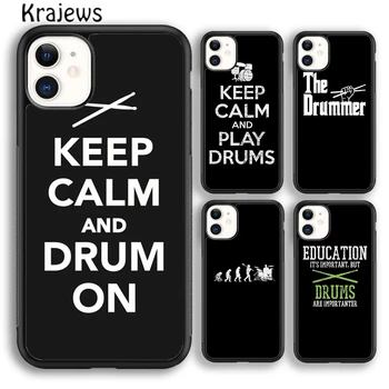 Krajews музикален инструмент барабан телефон случай капак за iPhone 15 SE2020 14 6 7 8 плюс XR XS 11 12 13 pro max Plus coque Fundas