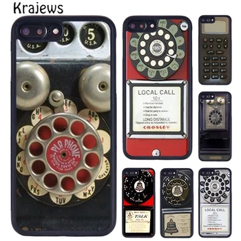 Krajews Ретро реколта синьо телефон случай капак за iPhone 15 14 6 7 8 плюс X XR XS 11 12 13 про макс кок